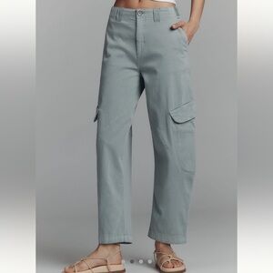 Women’s Anthropologie pilcro slouchy utility bow barrel leg sage green pants